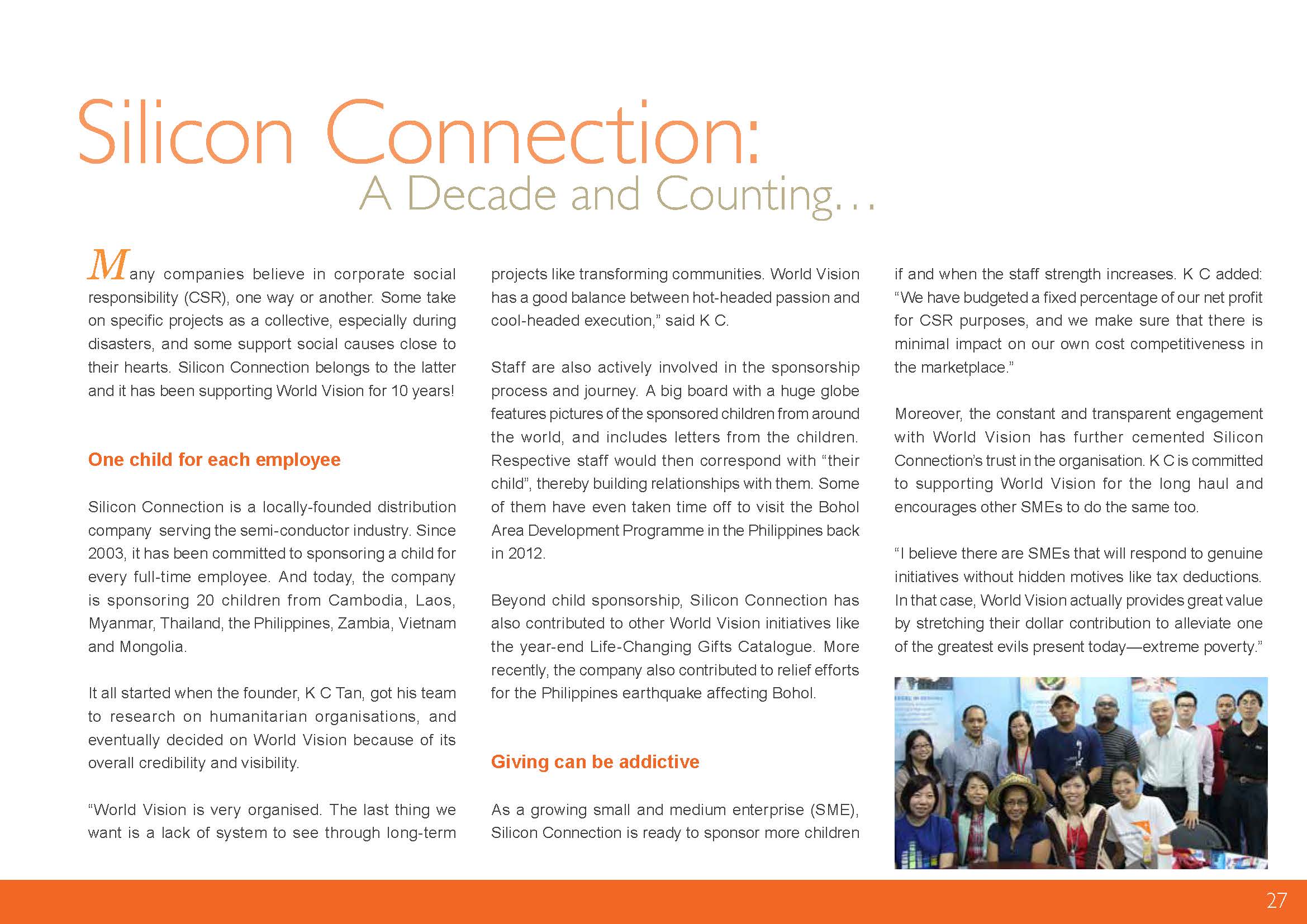 Silicon Connection CSR World Vision Child Sponsorship
